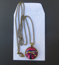 Load image into Gallery viewer, A vibrant handpainted pendant in magenta