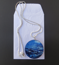 Load image into Gallery viewer, Blue seascape painting - hand painted pendant