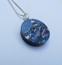 Load image into Gallery viewer, Hand painted pendant in blue and red of Hook Lighthouse