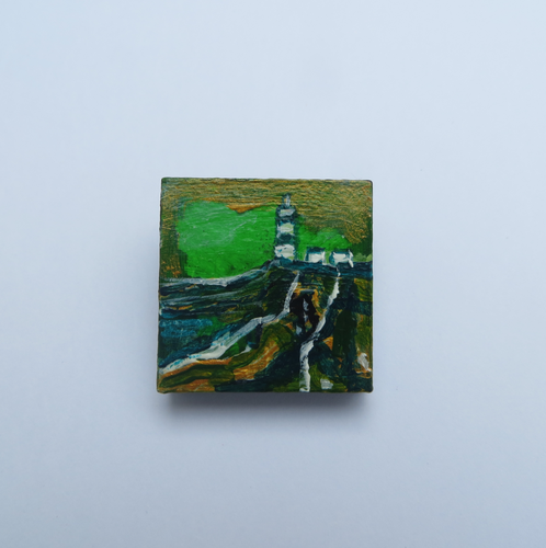 Hand painted brooch wearable art unique Hook Lighthouse brooch