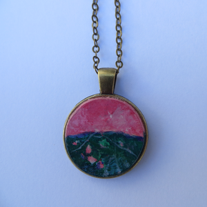 Pink and Green Hand painted pendant