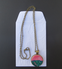 Load image into Gallery viewer, Pink and Green Hand painted pendant