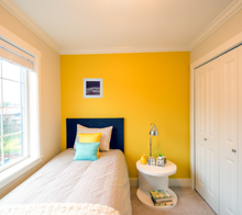 Load image into Gallery viewer, Purple and yellow starry night artwork in situ bedroom art