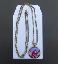 Load image into Gallery viewer, Hand Painted pendant in purple with touches of blue and red