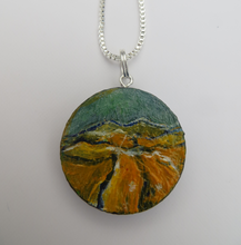 Load image into Gallery viewer, Vibrant Hand painted pendant in yellow and blue