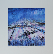Load image into Gallery viewer, Irish landscape painting in blue with fields and mountains by contemporary Irish artist Martina Furlong