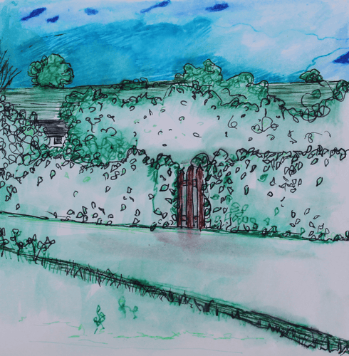 The View From My Back Garden - Handpainted Card