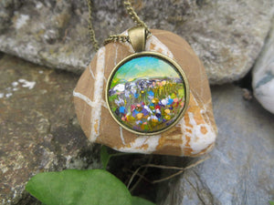 Colourful hand painted pendant